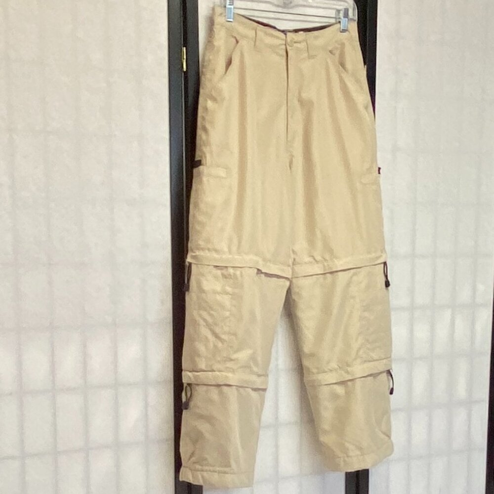 OTB Khaki Denim Cargo Pants 30 Zip-Off Convertible 3-in-1 Baggy HipHop Outdoors - Picture 3 of 12